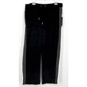 BEBE Sport Velour Wide Leg Pants Plus Size 1X Black Y2K Rhinestone Logo NWT